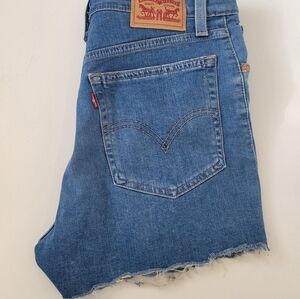 Levi's Women Distressed High Rise Raw Hem Denim Shorts